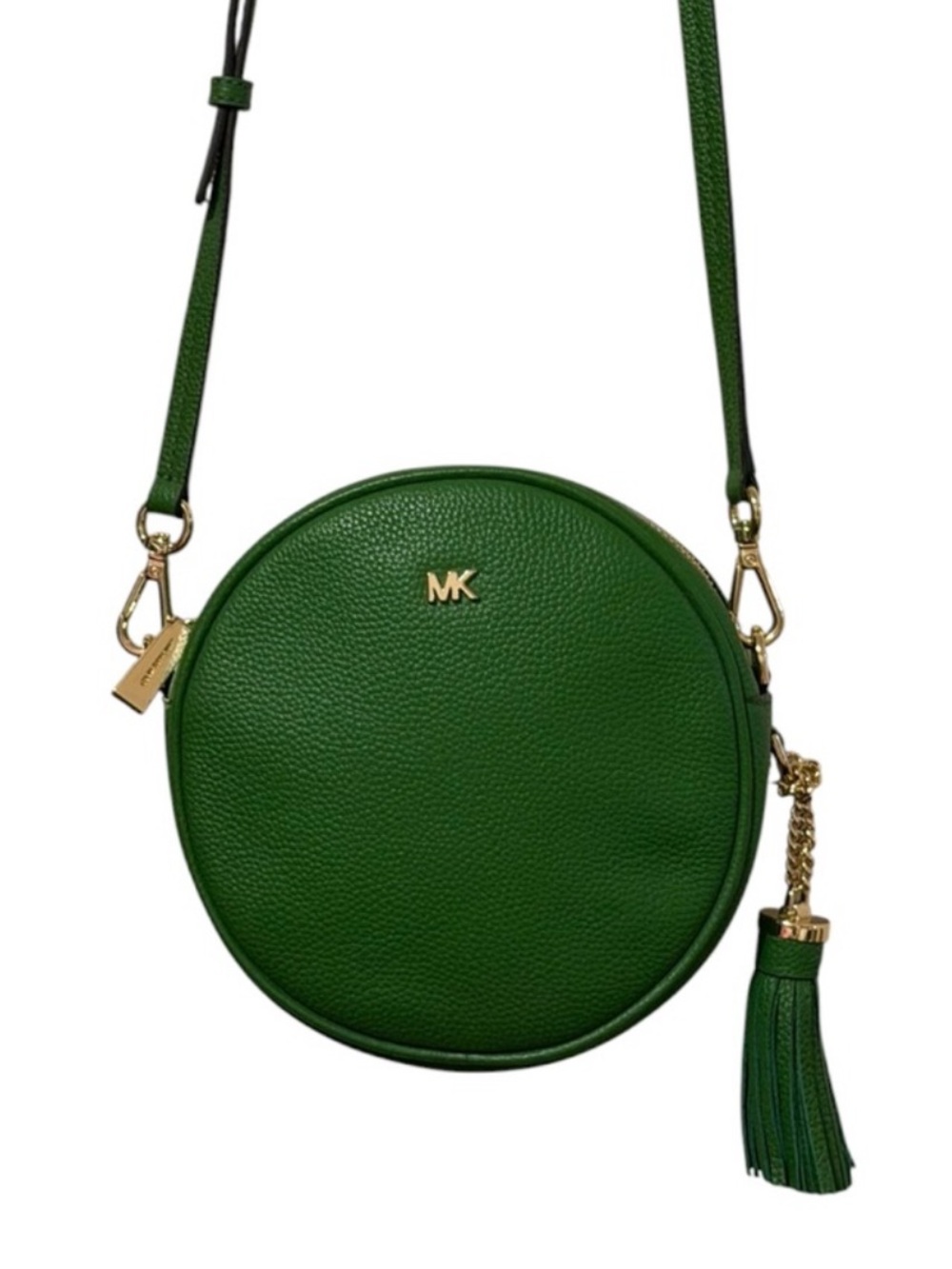 MICHAEL KORS 2000s Crossbody Removable Strap Kelly Green Pebbled Leather Tassel - Picture 1 of 15